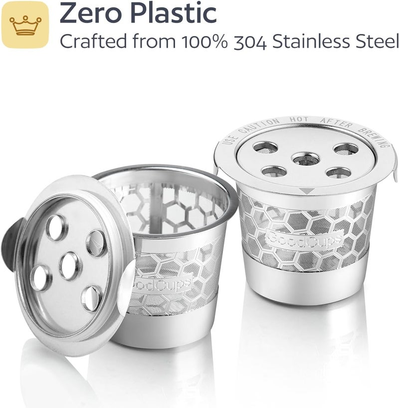 GoodCups 2 Stainless Steel Reusable K Cups for Keurig K Supreme, K Supreme Plus, K Slim, K-Brew Chill, K-Duo Hot & Iced with MultiStream Technology - 2 Refillable Kcups Coffee Filters for Keurig Coffee Makers - Image 3
